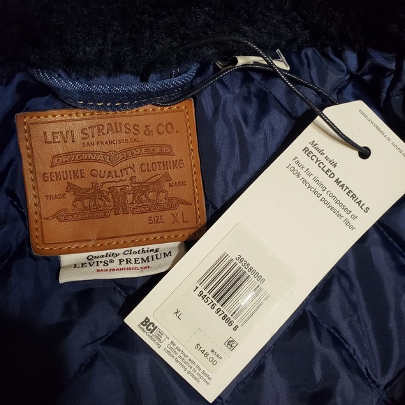 Levi's Premium COCOON BOMBER SHERPA TRUCKER JEAN JACKET - Picture 11 of 12